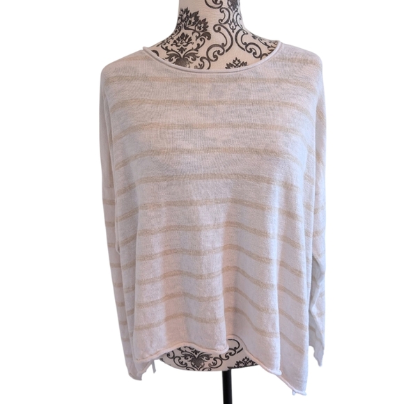 Eileen Fisher Organic Linen Blend Striped Sweater Women's M Fisherman Mature - Picture 8 of 14